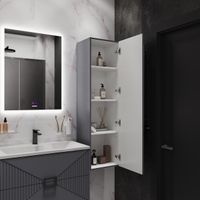 Пенал подвесной "ЛУКСОР-35 см" универсальный, графит матовый арт-303549 — фото 4, Пеналы для ванной комнаты