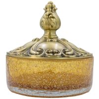 ELISABETTA Баночка низкая, H13 см. с крышкой, стекло/бронза 16990 — фото 1, Органайзеры для ванной