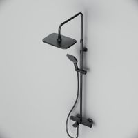 Func, душ. система: см-ль д/ванны/душа с ТМС, душ.штанга, верхн. душ квадр., ручн.душ, черн арт-F078F522 — фото 2, Душевые стойки