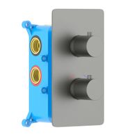 AQ1393BGM ЕВРОПА термостатический смеситель для ванны 3 режима (внешняя и скрытая часть), оружейная сталь — фото 1, Смеситель для душа