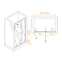 Душевая дверь RGW PA-02 NEW 100x185, профиль хром,стекло прозрачное/6 мм, арт-41080200-11 — фото 7, Распашные душевые двери