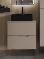 Orange Line Li-60TuLMDF+B01-475MB тумба с раковиной подвесная 60 см, латте/черный Li-60TuLMDF+B01-475MB — фото 2, Тумбы с раковиной