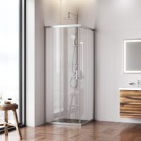 W90G-403-8080-MT Gem душевое огражд квадратн.,раздвиж.двери 80x80 хром мат.,стекло прозрачн — фото 5, Душевые кабины и ограждения