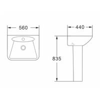 Раковина с пьедесталом AZARIO ELANA 560х440х835 арт-AZ-334P — фото 5, Раковины напольные