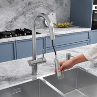 Смеситель Reflexion Lago RX9902GD для кухни с гибким изливом и подключением к фильтру, брашированное золото — фото 74, Смесители для кухни