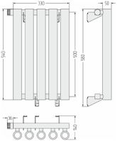 Отопительный радиатор Сунержа Кумир-0 EU50 левый 500х330 5 секций Матовый чёрный арт-31-0350-5005 — фото 5, Радиаторы отопления