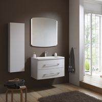 Подвесная тумба в цвете белый глянец с двумя ящиками с умывальником из литьевого мрамора NER0108 — фото 5, Тумбы с раковиной