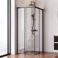 W94G-403-10080-BT Душевое ограждение X-Joy Square Slide 100х80, черный, прозрачное — фото 8, Душевые кабины и ограждения