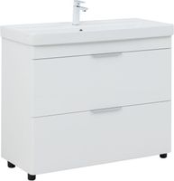 Тумба с раковиной Aquanet Ирис new 100 напольная 2 ящ. цв.белый глянец 00342096 — фото 1, Тумбы с раковиной