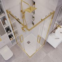 Душевое ограждение Grossman Cosmo (100х100х195) квадрат,раздвижная,золото сатин,стекло прозрачное, 1 место арт-300.K33.02.1010.32.00 — фото 4, Квадратные душевые уголки