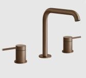 Смеситель для раковины, Gessi, 316 Flessa, тип открывания воды-вентильный, тип регулирования воды-керамическая кран-букса, монтаж-на раковину/столешницу, отверстия для монтажа-3, высота, мм-205, вынос излива, мм-156, тип излива-неподвижный, донный клапан-отсутствует, тип подводки-гибкая, стандарт подвода воды-3/8", цвет-Copper Brushed PVD арт-54012.708 — фото 1, Смесители для раковины