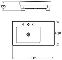 Раковина Onika 90 встраиваемая, крыло справа, белая арт-609001 — фото 2, Раковины встраиваемые сверху