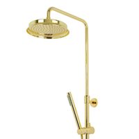 ERMITAGE MINI Душевой настенный гарнитур с верхним душем d 200 мм.(излив, шланг, ручной душ), золото арт-31526 — фото 3, Душевые стойки