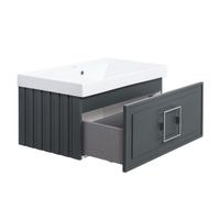 Тумба под раковину подвесная La Fenice Cubo FNC-01-CUB-G-80, серо-зеленая — фото 7, Тумбы под раковину