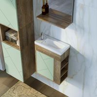 Тумба под раковину подвесная Бриклаер КРИСТАЛЛ фисташковый, 40 см арт-4627125417115 — фото 5, Тумбы с раковиной