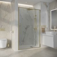 Дверь в нишу Niagara Nova NG-45-11ASG (110х195) распашная,золото сатин,стекло прозрачное,1 место — фото 3, Распашные душевые двери