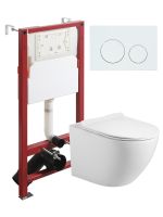 Agger Унитаз подвесной безободковый TORNADO белый с инсталляцией, микролифт, кнопка смыва белая арт-ATI09150+APB188 — фото 11, Комплекты унитаз + инсталляция