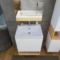 Тумба с раковиной и нишей Бриклаер , белый/дуб бунратти арт-КРИСТАЛЛ 50B — фото 7, Тумбы с раковиной