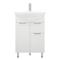 тумба Омега 60 (Элеганс 60) 1 ящик 2 двери напольная белая без умывальника MFR80004WT — фото 1, Тумбы под раковину