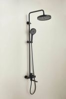 Душевая система с тропическим душем и смесителем BELZ, поворотный излив, черный, арт-B24813-7 — фото 2, Душевые стойки