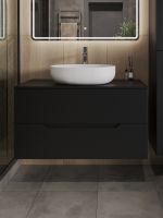 Orange Line Li-100TubMDF+B05-520W тумба с раковиной подвесная 100 см, черный/белый Li-100TubMDF+B05-520W — фото 3, Тумбы с раковиной