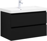 Тумба с раковиной Aquanet Вега 2.0 80 2 ящ. цв.черный (раковина Flat) 00344767 — фото 2, Тумбы с раковиной