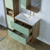 Комплект мебели для ванной Бриклаер КРИСТАЛЛ 70ZF, фисташковый/дуб гранж песочный — фото 9, Комплекты мебели для ванной