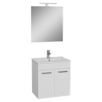 Mia комплект мебели 60 см с дверцами (тумба с раковиной и зеркало со светильником) цвет белый глянцевый VITRA арт-75023 — фото 1, Тумбы с раковиной