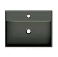 Раковина Scarabeo TEOREMA 2.0 подвесная или накладная с переливом с одним отверстием цвет черный матовый с антибактериальным и грязеотталкивающим покрытием BIOKER арт-5105 49 BK — фото 1, Раковины подвесные