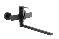 Смеситель для ванны однорычажный с длинным изливом и душем BELZ, черный, арт-B22813-7 — фото 1, Смеситель для ванны