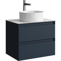 Подвесная тумба с двумя ящиками 65 см, цвет серый со столешницей мрамор белый и наставным умывальником арт-GE01652GRM+STG662X476MW — фото 5, Тумбы с раковиной