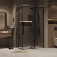 Душевое ограждение Grossman Galaxy (90х80х195) прямоугольник,раздвижная,черный матовый,стекло тонированное, 1 место арт-300.K33.01.9080.21.10 — фото 2, Прямоугольные душевые уголки