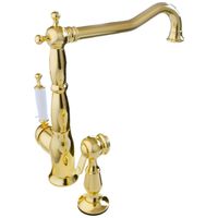 CUCINA OXFORD См-ль д/кухни моноком. с гигиенической лейкой, ручка белая, золото арт-25795 — фото 4, Смесители для кухни