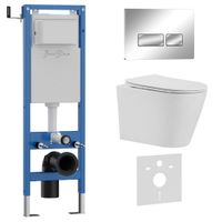 Комплект 3в1 IBERICA BLANCA инсталляция SILENCIO MINI, унитаз BURGOS ALTO белый, кнопка смыва ESTI-R хром глянцевый (IB.001M.BRA.231.213) — фото 1, Комплекты унитаз + инсталляция