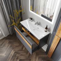 Комплект мебели для ванной Бриклаер БЕРЛИН 100SD, оникс серый — фото 7, Комплекты мебели для ванной