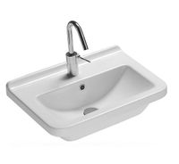 Раковина HATRIA ERIKA PRO Q YXGI01 подвесная или на тумбу с одним отверстием с переливом цвет белый — фото 1, Раковины подвесные