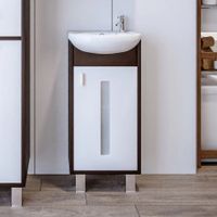 Тумба под раковину напольная Бриклаер БАЛИ правая венге/белый , 40 см 4627125411908 — фото 1, Тумбы с раковиной