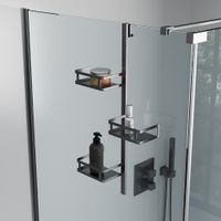 Полка для душевого ограждения Moderno, 650x120x324, графит брашинг MD-GR-C9 — фото 1, Полки для ванной и душа