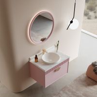 Тумба с раковиной ORKA Molino 80 подвесная, розовый матовый, 2 ручки в комплекте золото и хром арт-5004612 — фото 3, Тумбы с раковиной