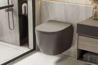 Товар: Унитаз ABBER Bequem AC1101TMG подвесной серый матовый, безободковый, смыв торнадо - фото 12 Унитаз ABBER Bequem AC1101TMG подвесной серый матовый, безободковый, смыв торнадо — фото 12, Подвесные унитазы