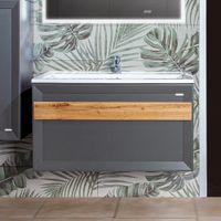 Тумба под раковину подвесная Бриклаер БЕРЛИН оникс серый, 100 см 4627125416125 — фото 1, Тумбы с раковиной