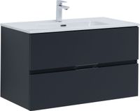 Тумба под раковину Aquanet Алвита New 90 2 ящика, антрацит 00303919 — фото 1, Тумбы под раковину
