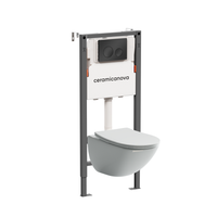 Комплект Подвесной унитаз MONO Rimless + Система инсталляции Balance кнопка Circle, черный матовый арт-CN1905_121001MB — фото 1, Комплекты унитаз + инсталляция