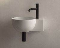 Раковина GLOBO T-EDGE подвесная или на столешницу с одним намеченным отверстием цвет белый TE040BI — фото 2, Раковины накладные