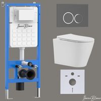 Комплект 3в1 IBERICA BLANCA инсталляция SILENCIO, унитаз BURGOS ALTO белый, кнопка смыва ESTI-O серый матовый (IB001.BRA.231.827) — фото 1, Комплекты унитаз + инсталляция