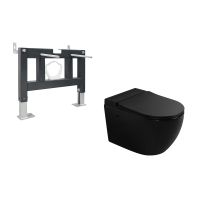 Комплект ABBER подвесной унитаз Bequem AC1108PMB белый с импульсным смывом с инсталляцией AC0101P арт-AC1108PMB-AC0101P — фото 1, Комплекты унитаз + инсталляция