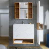 Комплект мебели для ванной Бриклаер КРИСТАЛЛ 80ZNNB, белый/дуб бунратти — фото 1, Комплекты мебели для ванной