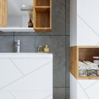 Комплект мебели для ванной Бриклаер КРИСТАЛЛ 80ZNNB, белый/дуб бунратти — фото 8, Комплекты мебели для ванной