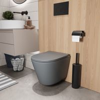 Унитаз подвесной Grossman (485х360х330) безободковый,смыв торнадо,серый матовый с тонкой крышкой,микролифт,1 место арт-GR-4477GMSQ — фото 7, Подвесные унитазы