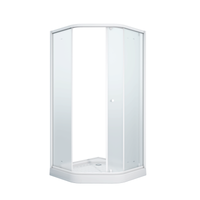 Душевой уголок Parly с поддоном (90х90х197), профиль белый, стекло матовое арт-ZEР91FR — фото 4, Душевые уголки трапеция